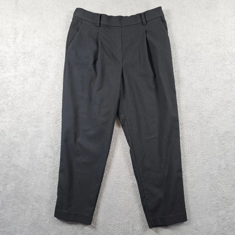 Loft Womens Large Black Pleated Front Elastic Back Tapered Trousers Career Work‎